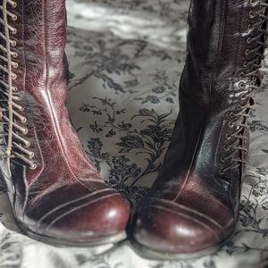 Laced up dark brown Miz Mooz dark brown boots